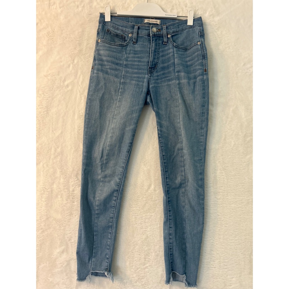 Madewell 9 Inch High Rise Skinny Jeans Front Seam Raw Step Hem Blue Denim 27